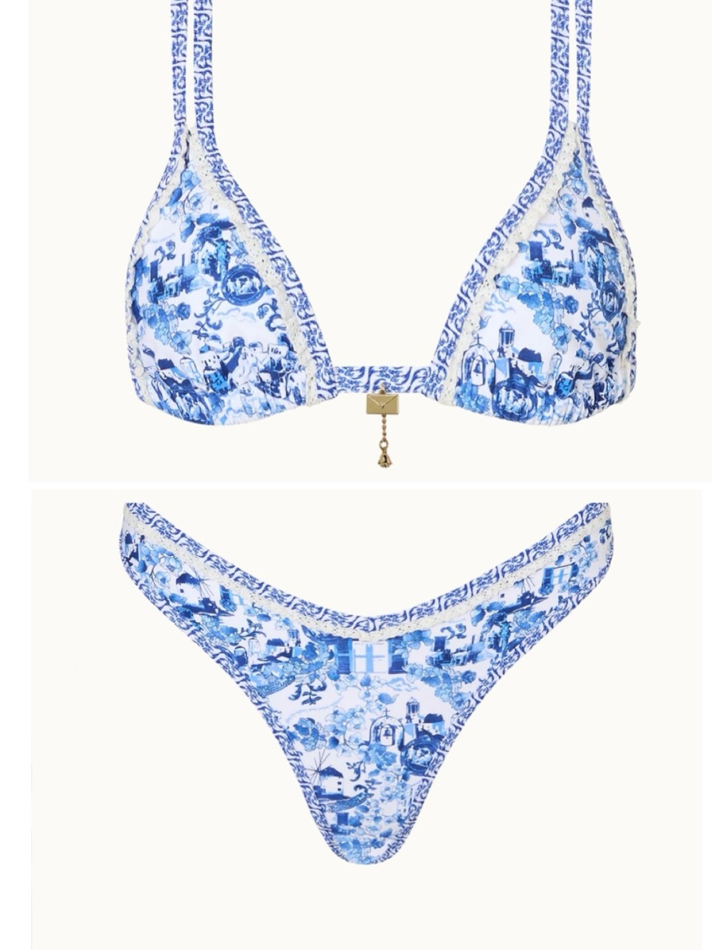Bydee Blue and White Printed Triangle Bikini - Women's Swim Set.